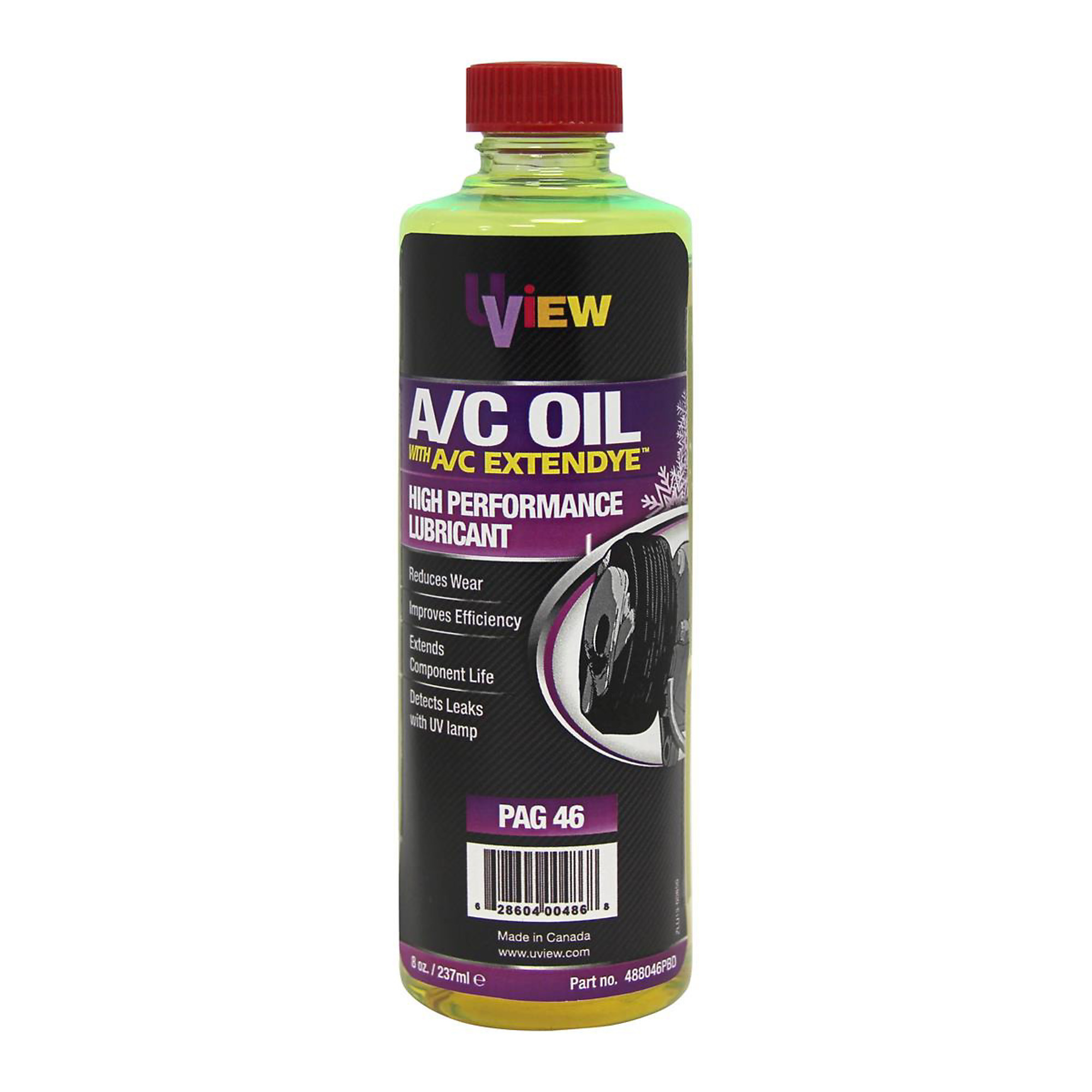 UView PAG 46 Oil with A/C ExtenDye — 8 Oz., High-Quality Compressor Lubricant, Model# UVU488046PBD